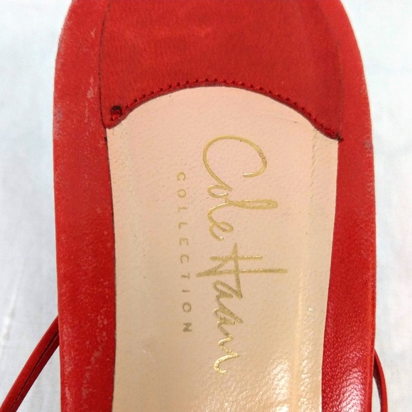 Cole Haan Laced Leather Red Thong Sandals - Picture 8 of 8
